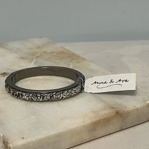 Anna & Ava Silver beaded detail hinged bracelet NWT